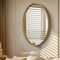 Brushed Gold Oval Mirror for Bathroom Vanity Antirust Aluminum Frame Wall Mirror